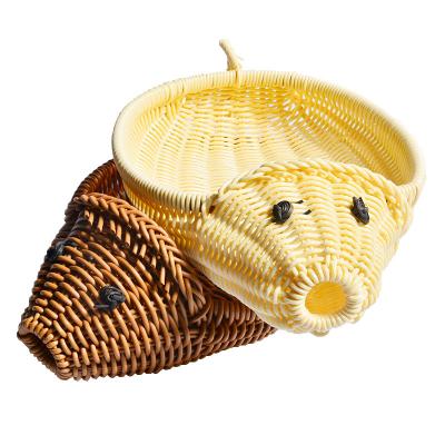 China New Small Rattan Image Cartoon Fish Fruit Basket Home Decoration Storage Supply Basket Viable Creative Office Storage Basket for sale