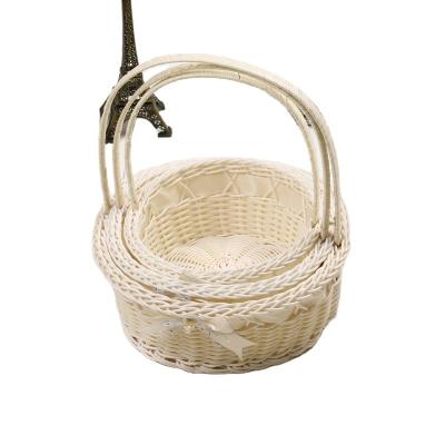 China Sustainable Chip Flower Storage Handmade Woven Basket With Handle Chip-Baskets for sale