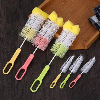 China Wholesale Viable Stain 360 Degree Baby Pacifier Cleaning Bottle Sweep Cup Two-Piece Brush Sponge Nylon Water Bottle Brush for sale