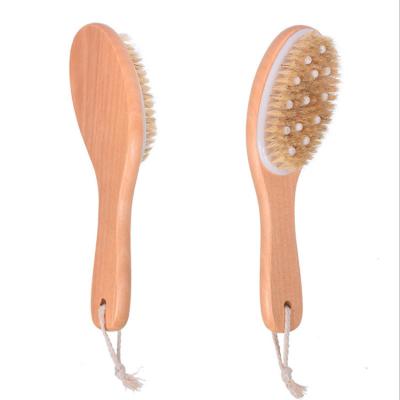 China All Natural Long Handle Lash Bath Brushes Bamboo Sisal Back Shower Body Scrubber Hair Scrubber Dry Skin Massage Wooden Bath Brush for sale