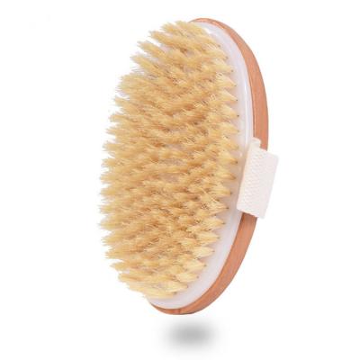 China Manufacturer All Natural Lash Bath Brushes Bamboo Sisal Back Shower Wooden Massage Dry Ski Nature Bristle Scrubber Body Round Bath Brush for sale