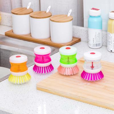 China Low Price Mini Liquid Soap Dispenser Circular Pressure Kitchen Washing Tool Pot Brushes Cleaning Automatic Plastic Bowl Dish Brush for sale