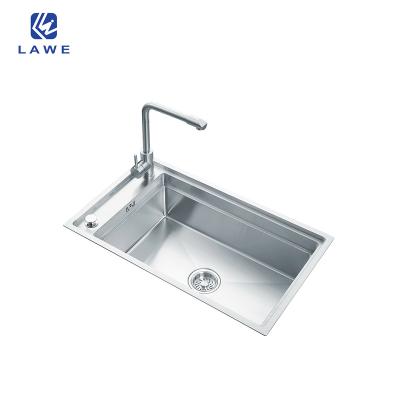 China Without Faucet Lawe High Quality 304 Stainless Steel Modern Kitchen Sinks With Drainer For Cabinet Single Bowl Handmade Sink for sale