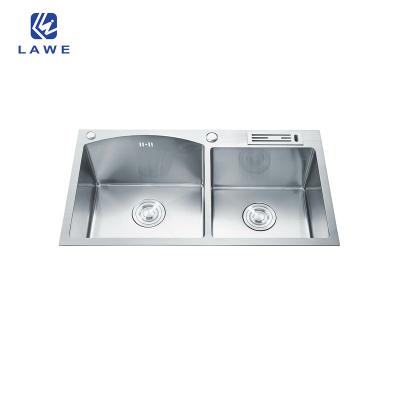 China Without Faucet Flat Type Arc Sink With Two Bowls Sink Handmade Support OEM Fruit Washing Smart Kitchen Sink for sale