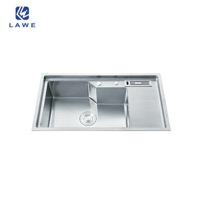 China Without Faucet Single Bowl With Board Sink Handmade Sink With 304 Stainless Steel Vegetable Or Dishes Washing Kitchen Sink for sale