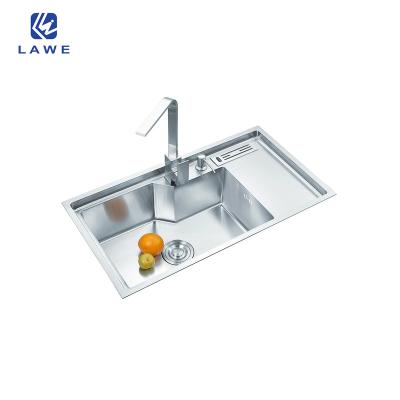 China Without Faucet China New 304 Stainless Steel Kitchen Sinks With Drainer For Cabinet Single Bowl Sink With Board Handmade Sink for sale