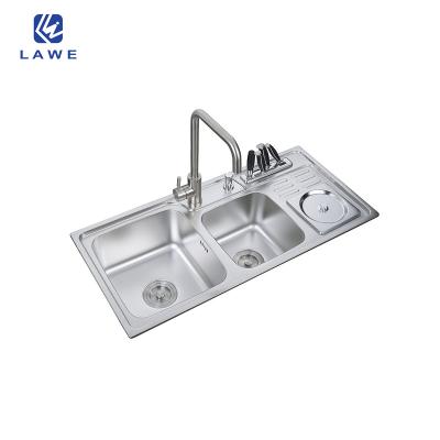 China With Faucet Multifunctional Sink Smart Kitchen With Two Bowls Stainless Steel Sink Pressing Gold Kitchen Sink for sale