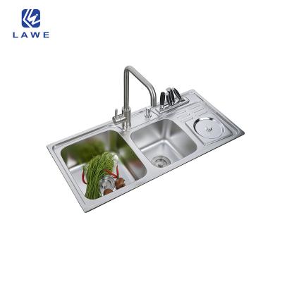 China With Faucet Smart Sink For Kitchen With Double Bowls Stainless Steel Sink Pressing Gold Kitchen Sink for sale