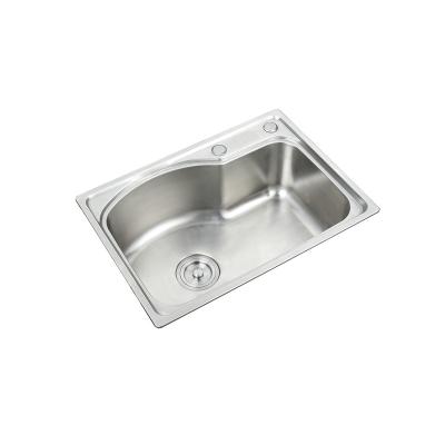 China Without faucet curve line to reduce water stain residue pressing kitchen sinks with stainless steel material sink for sale