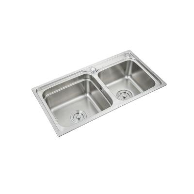 China Without faucet above counter double drainer and bowl stainless steel laundry sink kitchen sinks for sale