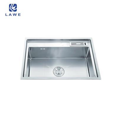 China Without faucet tape color SUS304 60*45cm easy cleaning handmade sink with single bowl design special square kitchen sink for sale