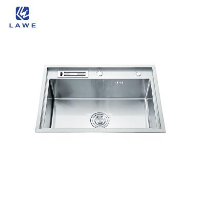 China Without Faucet Single Bowl Sink With Two Holes Handmade Sink With 304 Stainless Steel Vegetable Or Fruit Wash Kitchen Sink for sale