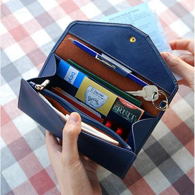 China Handmade Shorts PU Leather Functional Travel Wallet Case For Woman Passport Holder Protective Case for sale