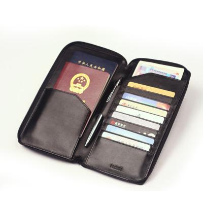 China Passport Personalized Real Family Passport Holder Smooth Leather Wallet, Passport Organizer With Zipper for sale