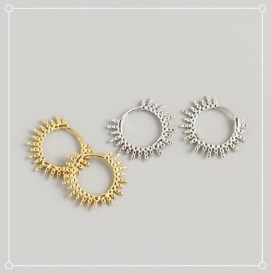 China FASHIONABLE S925 Sterling Silver Sunflower Geometric Stud Earrings For Women for sale