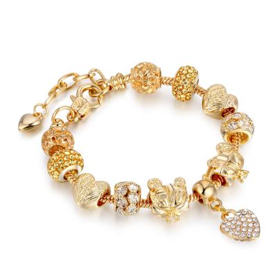 China Fashionable Factory Amazon 18k Gold Austrian Crystal Rhinestone Star Love Heart Charm Bracelet Best Selling Bracelet For Women for sale