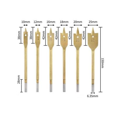 China Professional Wood Drilling Titanium Coated Wood Shovel Flat Drill Bits For Wood Cutting And Drilling for sale