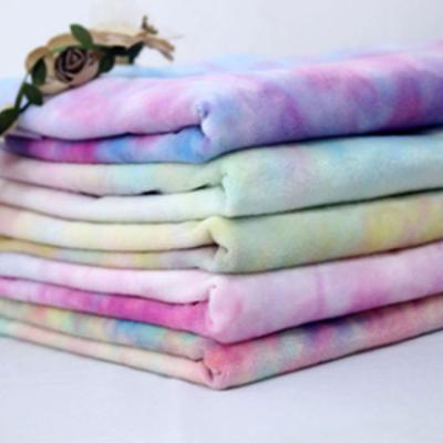 China New Soft Knot Dyed Fabric Double Sided Color Fleece Blanket Fitness Clothing Fabric for sale