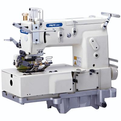 China PHLPS PLEASE-1412PL 12 Needle Double Needle Industrial Flatbed Chainstitch Sewing Machine Multi Needle Machine for Tape Binding for sale