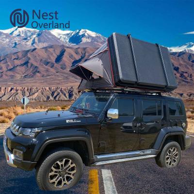 China Multi Supplier Professional Multi Tents Outdoor Camping Roof Straight Tying Type Op Up Hard Shell Aluminum Car Rooftop Tent for sale