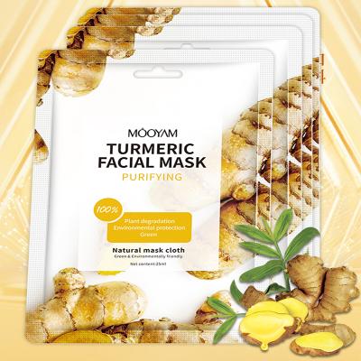 China Moisturizer Moisturizer MOOYAM 24 Hour Hydration Biodegradable Turmeric Sheet Mask with Soothing Turmeric for Long Lasting Hydration for sale