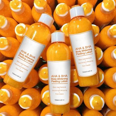 China Whitening Private Label BHA Black Orange Skin Peeling Lighting Whitening Body Peeling Lotion for sale