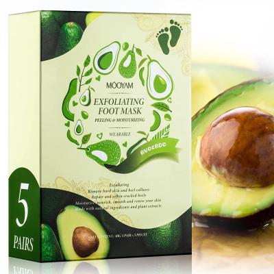 China Private Label Foot Exfoliating Callus Footmask Soft Baby Feet Skin Care Peeling Soft Natural Avocado Foot Skin Mask for sale