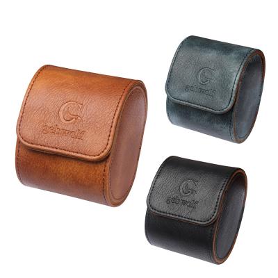 China Custom Luxury PU Leather Travel Roll Box Storage Display Organizer Watch Cover Device Single Slot Slot Watch Case Waterproof Shockproof Dustproof PU for sale