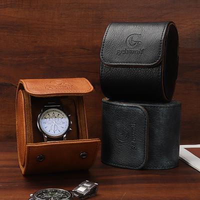 China Custom Made Luxury Travel Vegan Roll Organizer Watch Display Slot Single Slot Watch Case Waterproof Shockproof Dustproof Leather for sale