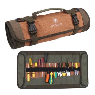 China Waterproof Universal Storage Portable Rolling Up Pocket Canvas Foldable Tool Bag For Electrician for sale