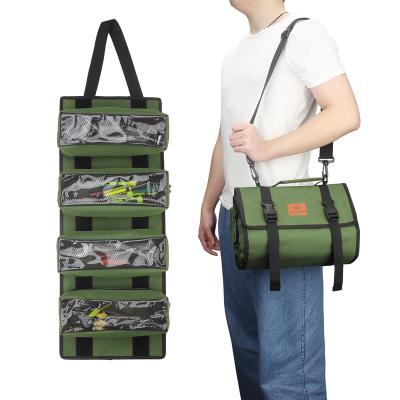 China Factory Wholesale Custom Electrician Tool Bag Heavy Duty Rolling Canvas Storage Bag with 4 Removeable PVC Small Tool Bags CL198 for sale