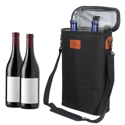 China Custom 2 Waterproof Leakproof Tote Wine Carrier Bag Portable Bottles Insulated Wine Cooler Bag for sale