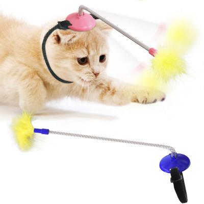 China Wholesale High Quality Viable Cat Teaser Toy Boredom Prevention Interactive Spring with Feather Accessories for sale