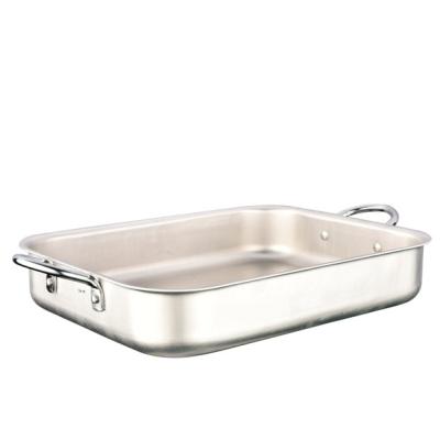 China General Use for Gas and Induction Cooker China Manufacturer Pressed Aluminum Rectangular Tray Baking Pan with Handle for sale