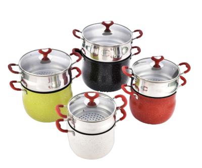 China Viable Marble Coating Pot and Polish Steamer Couscous Pot Set Steamer Pot for sale