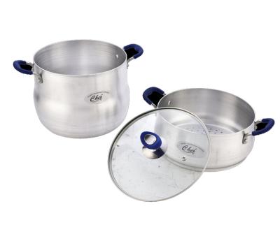 China 3pcs Belly Shape Sustainable Sanding Soup and Stock Pots Couscous Pot Set Aluminum Cooking Pot Set for sale