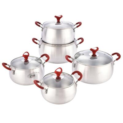 China Sustainable Kitchen Appliances Sanding Belly Aluminum Pot Set Cooking Pot Set for sale