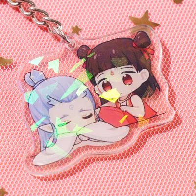 China Souvenir Gifts Promotion Wholesale NO MOQ Cartoon Personalized Rainbow Hologram Charms Acrylic Keychains for sale