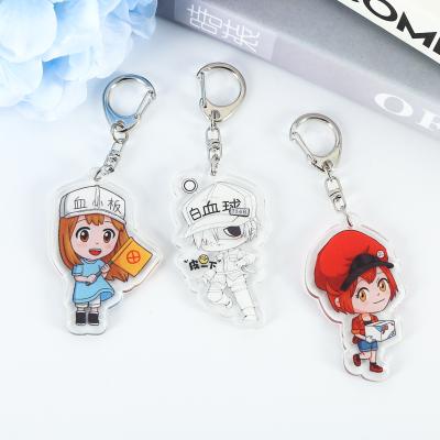 China Souvenir Gifts No MOQ Cheap Double Side Printing Custom Clear Acrylic Key Chain White Acrylic Plastic Cartoon Keychains For Promotional Gifts for sale