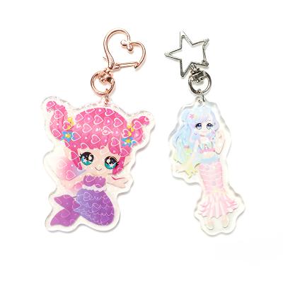 China Souvenir Gifts Promotion NO MOQ Anime Clear Glitter Epoxy Acrylic Resin Charm Customized Holographic Acrylic Key Chain for sale