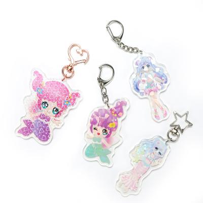 China Wholesale Custom Clear Epoxy Acrylic Charm Hologram Transparent Glitter Promotion Gifts Acrylic Key Chain for sale