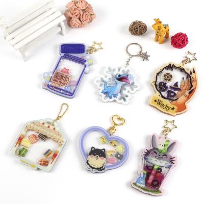 China Wholesale Personalized Souvenir Gifts Promotion Anime Custom Charms Acrylic Transparent Cartoon Shaker Keychain Acrylic Charms for sale