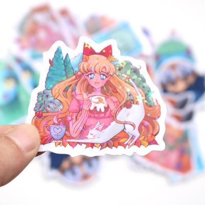 China Wholesale Waterpoof Waterproof Stickers and Decals Custom Holographic Die Cut Cartoon Vinyl Stickers for sale