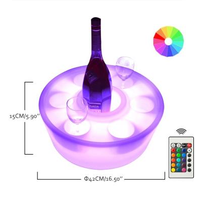 China Hot Sale LED Stocked Rechargeable Plastic Cup Holder/Led Serving Tray/Pool Floating Beer Bottle Holder in Waterproof IP65 for sale