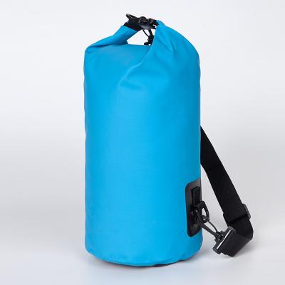 China 18*40cm Blau PVC Tarpaulin Trockensack Siegel Camping Strand Rafting Überbord Wasserdichte Rohrtasche Leichtgewicht 5L - 30L mit Gurt zu verkaufen