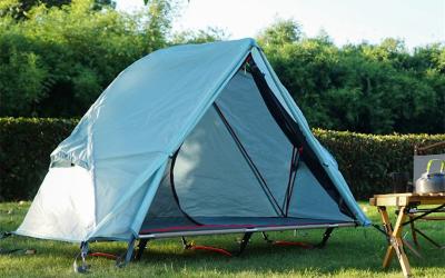 China Verken het buitenleven met onze buitenkampertenten 200*120*95CM Blauw 210D Polyester Oxford tent wieg met opvouwbaar kamperbed Te koop