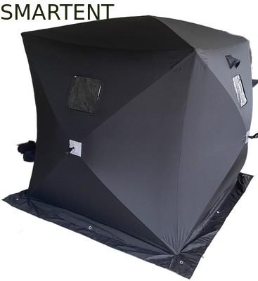 China 147X147X165CM Negro Tenda de trabalho ao ar livre Fibra de vidro impermeável revestido de poliéster 150D Um homem Flip Over Ice Shelter à venda