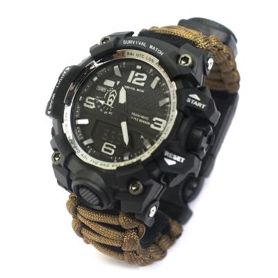 China Pulsera de nylon de Paracord de Brown de la emergencia de la supervivencia del reloj al aire libre de la pulsera en venta