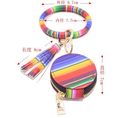 China New Design Hip Hop Women Earbuds Main Chain Coin Purse Mirror Leather Tassel Chain Bracelet Bangle Bracelet for sale