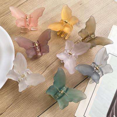 China Fashion Women Hair Accessories Clear Transparent Hair Clips Acrylic Resin Butterfly Hair Claw Clips for sale